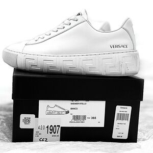Versace White Embossed Sneakers